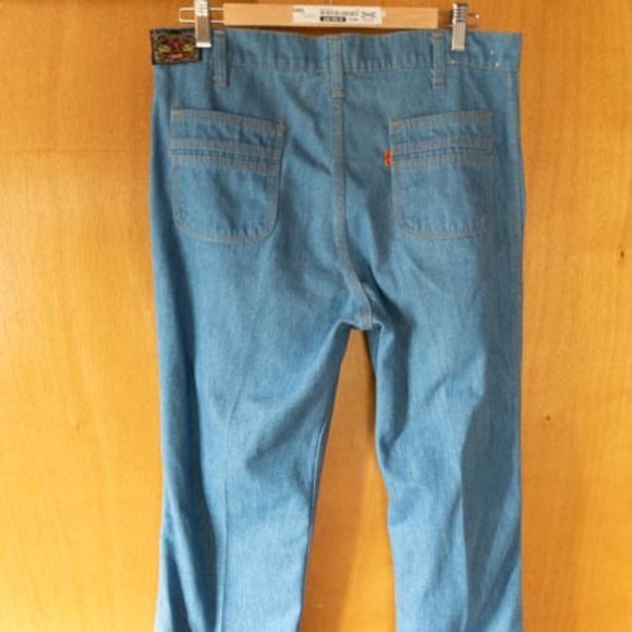 70's Levi's Orange Tab Light Wash High Rise Straight Bootcut Jeans mens 34/34 - Picture 8 of 16